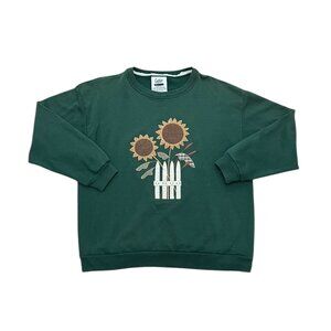 Women’s Vintage 1990s Gopher Sport Sunflower Sweatshirt Green Cotton Made in USA